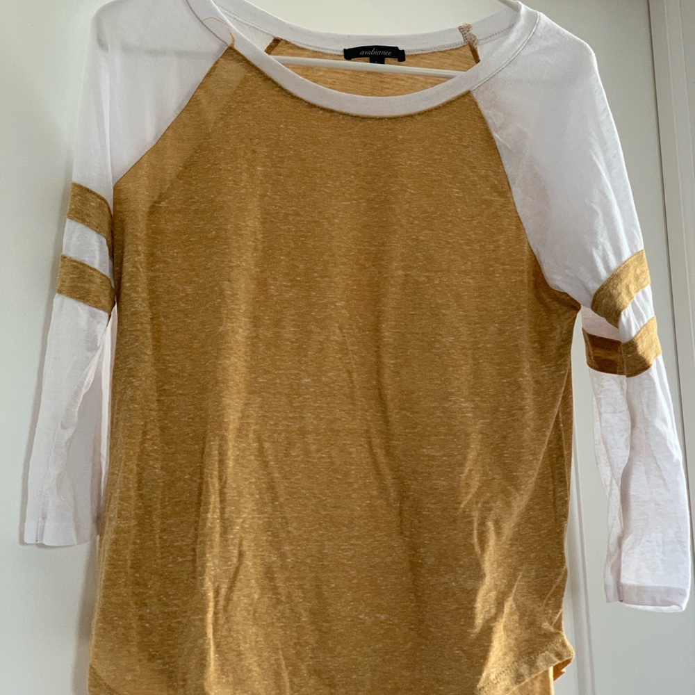 Red and mustard baseball T-shirt